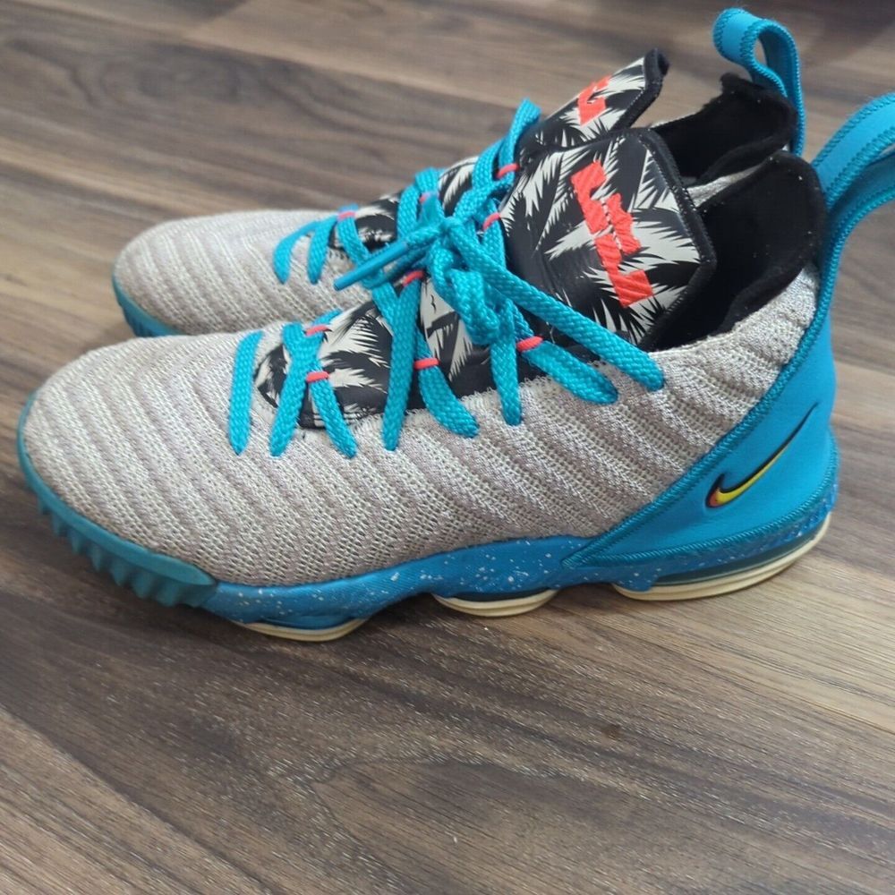 Nike Lebron XVI 16 GS "South Beach" Light Bone Tour Yellow AQ2465-076 Size‎ 6y - Picture 4 of 9